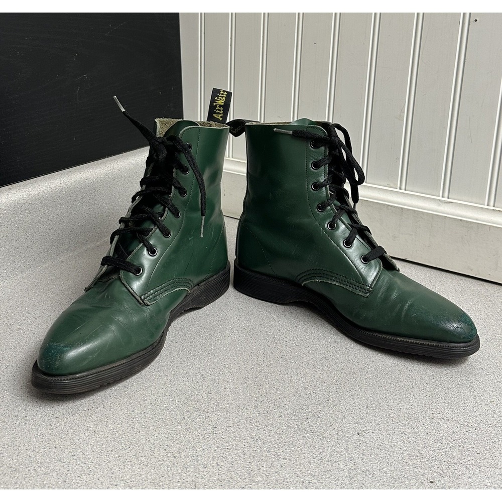 DR. MARTENS FOREST GREEN LEATHER BOOTS 6 UK MADE IN ENGLAND RARE VINTAGE